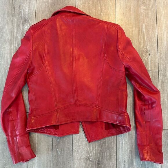 DONNA ICONIC LEATHER BIKER JACKET | RED - Picture 2 of 3